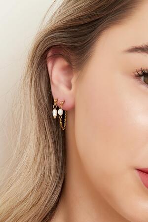 Stainless steel earring with pearl Gold h5 Picture3